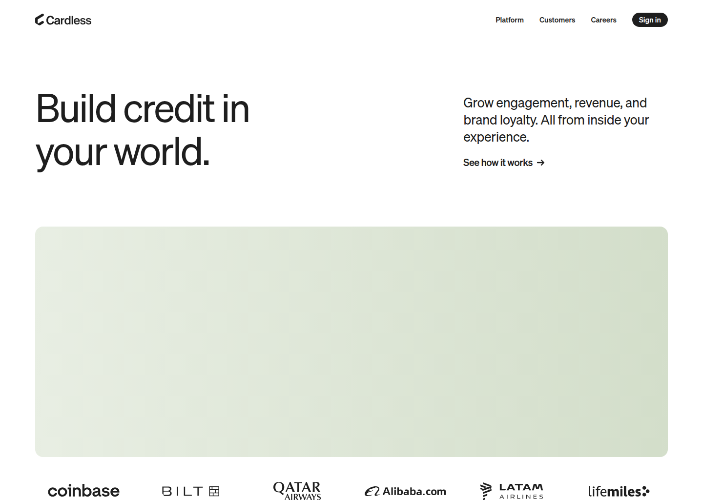 Cardless | Embedded Credit Card Platform — website design on Landdding