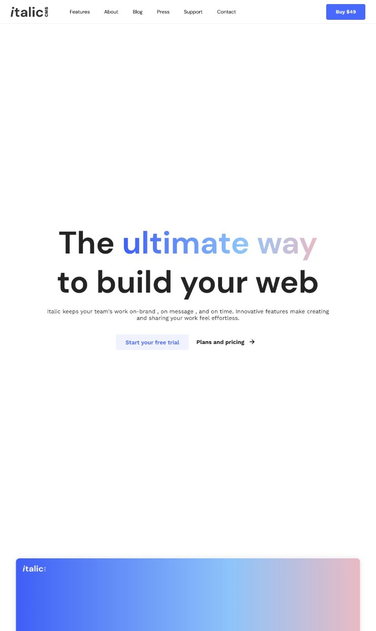 Italic CMS — website design on Landdding