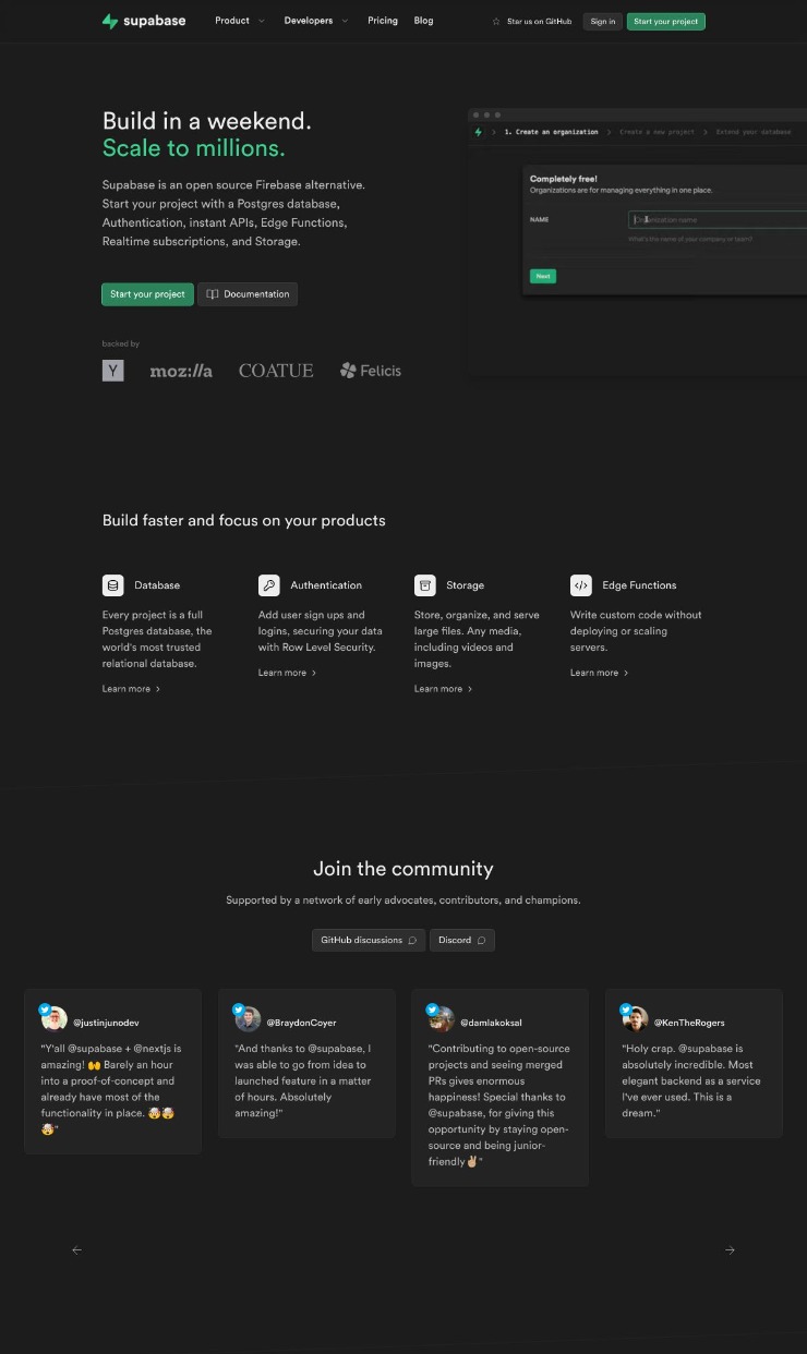 Supabase — website design on Landdding