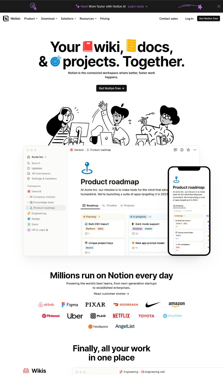 Notion — website design on Landdding