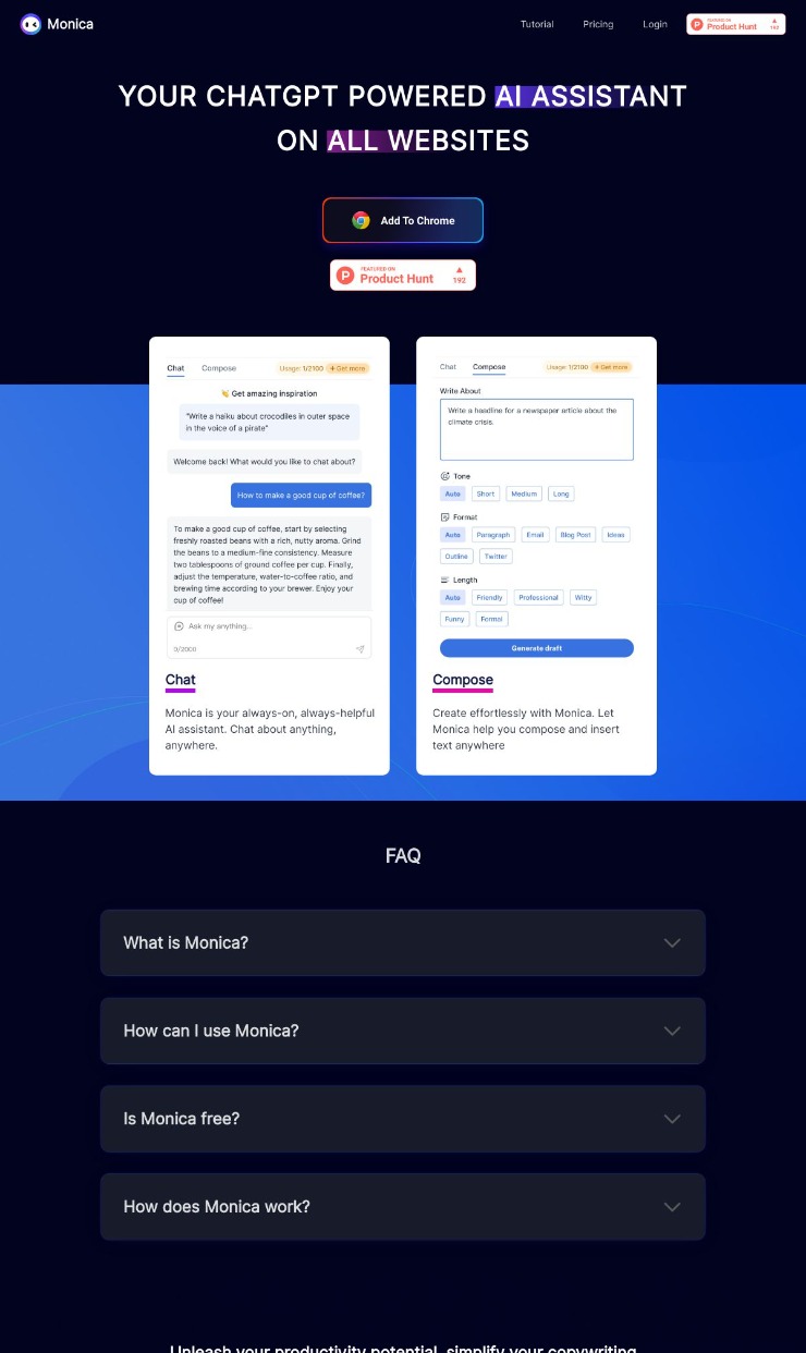 Monica — website design on Landdding