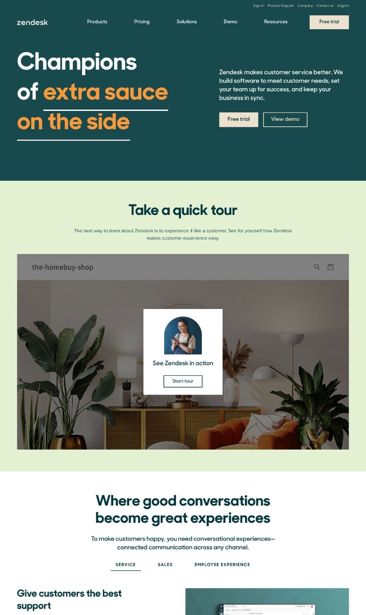 Zendesk — website design on Landdding