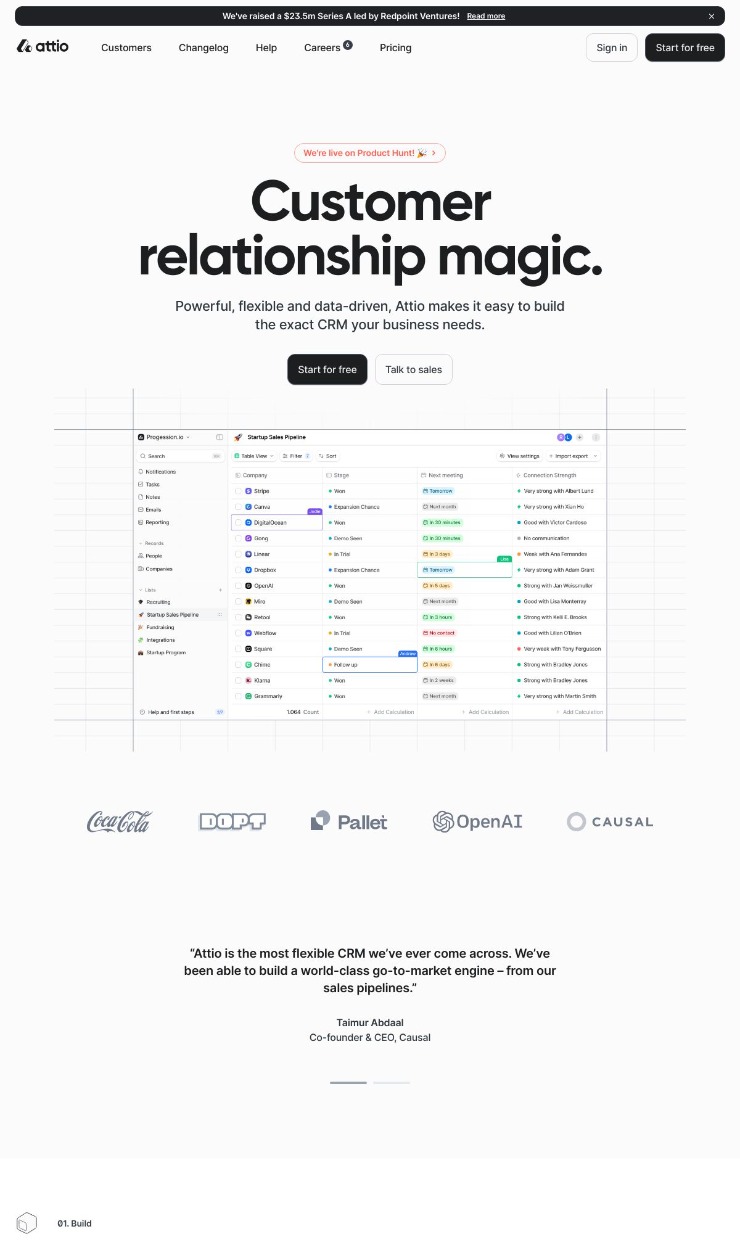 Attio — website design on Landdding
