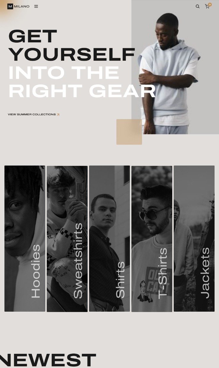 Milano Boutique — website design on Landdding