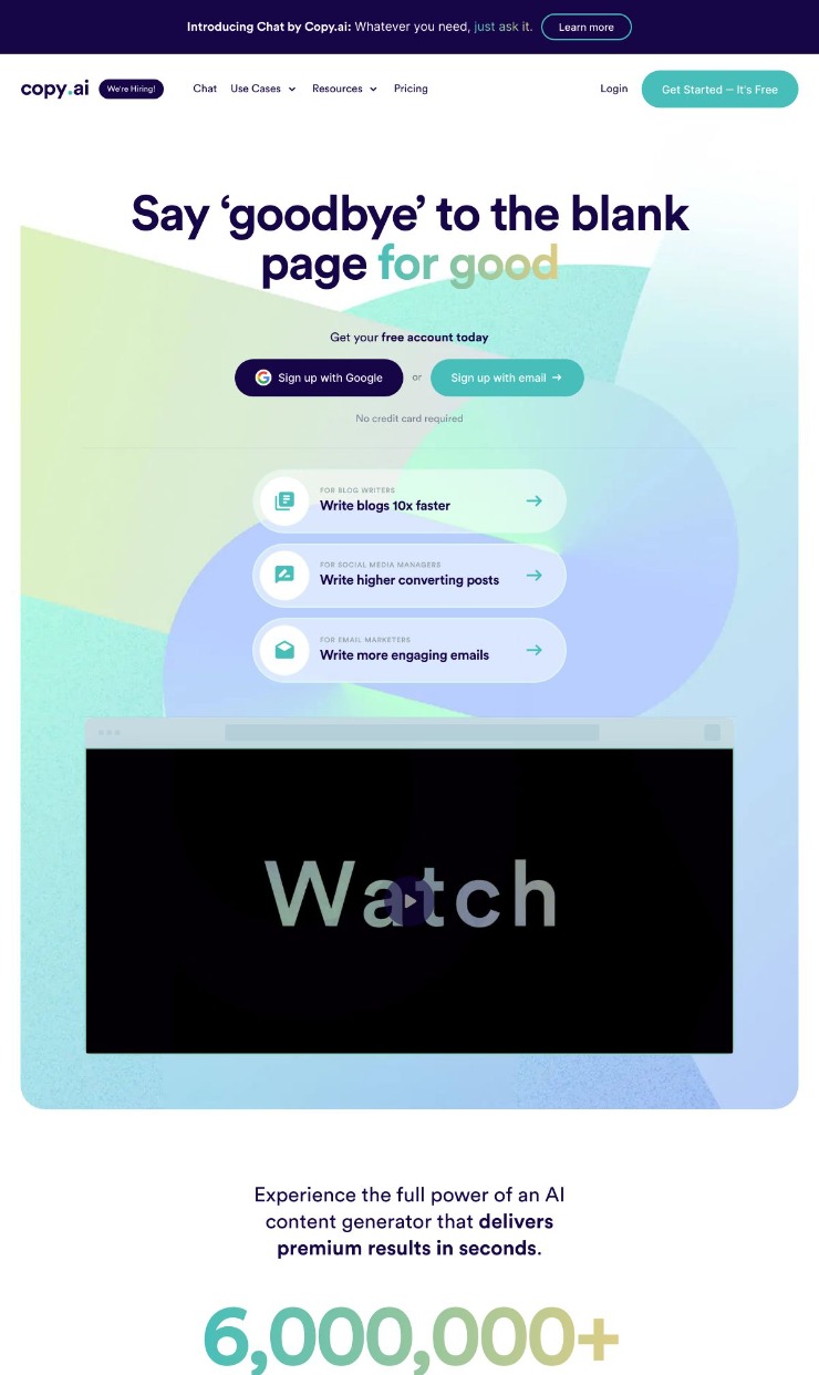 Copy AI — website design on Landdding