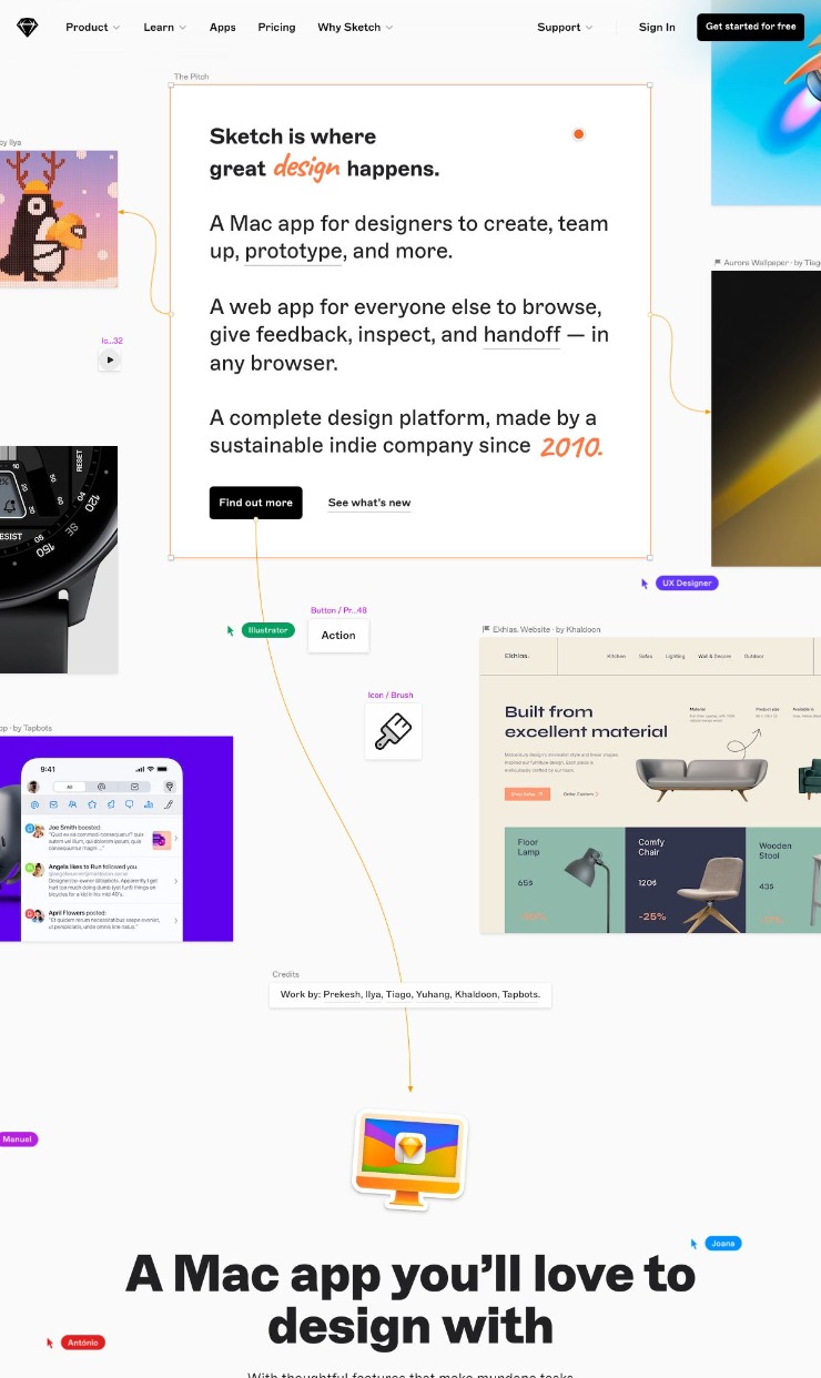 Sketch — website design on Landdding