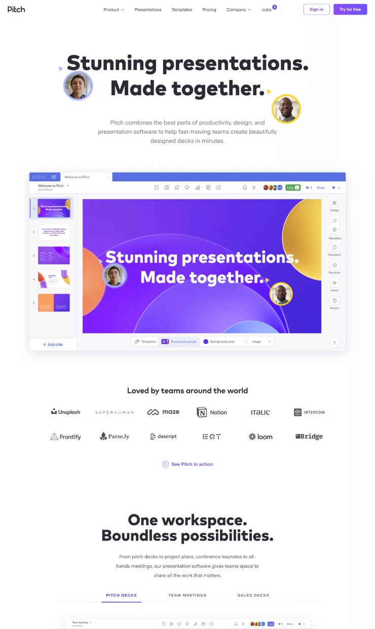 Pitch — website design on Landdding