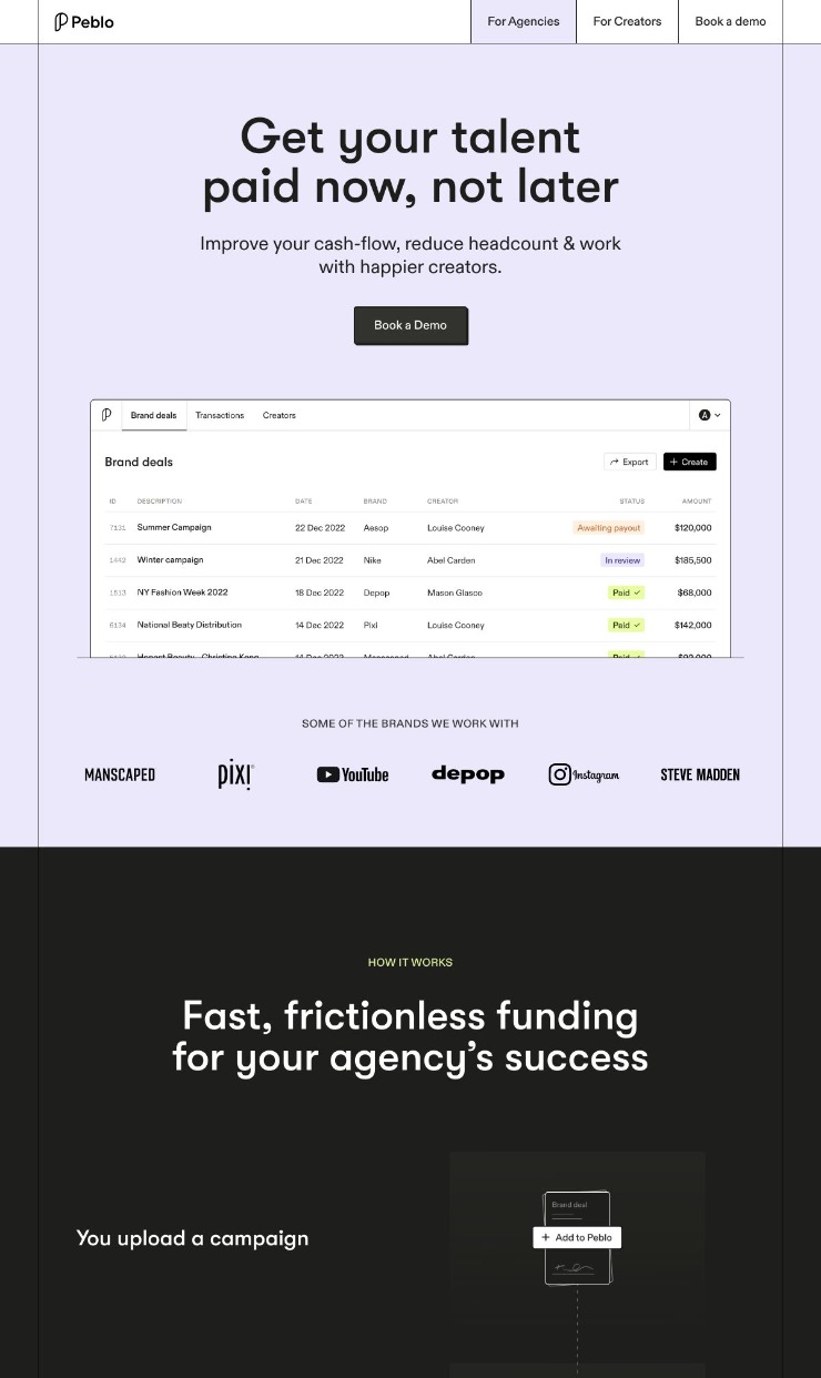 Peblo — website design on Landdding