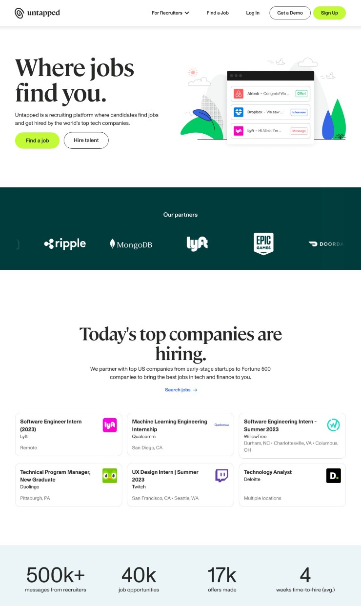 Untapped — website design on Landdding