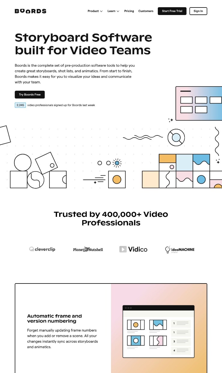 Boords — website design on Landdding