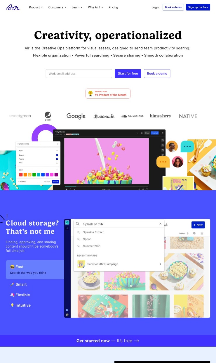 Air — website design on Landdding