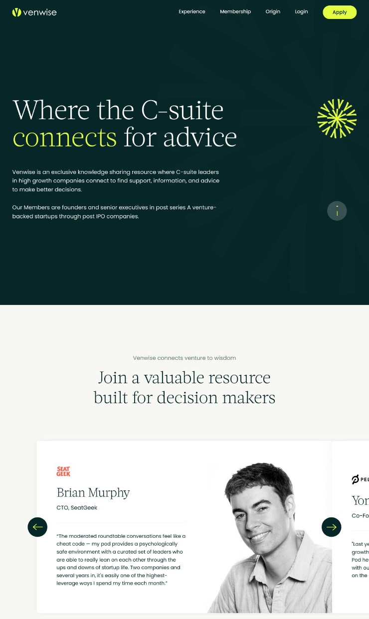 Venwise — website design on Landdding