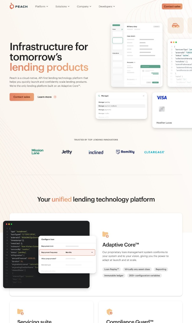 Peach — website design on Landdding