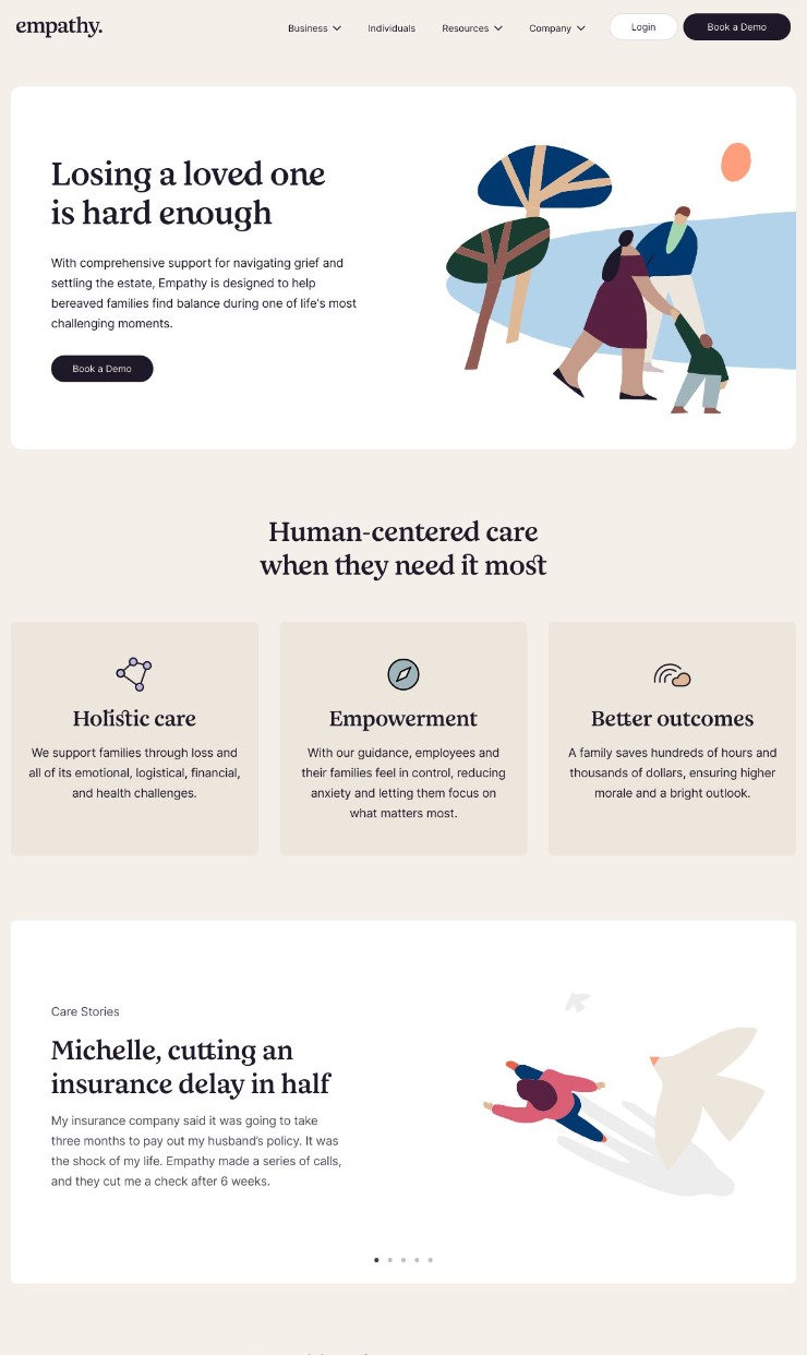Empathy — website design on Landdding