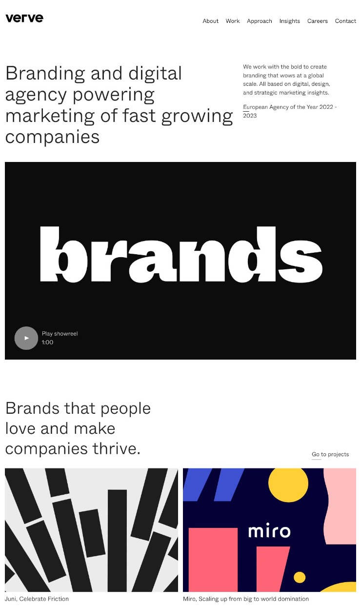 Verve — website design on Landdding