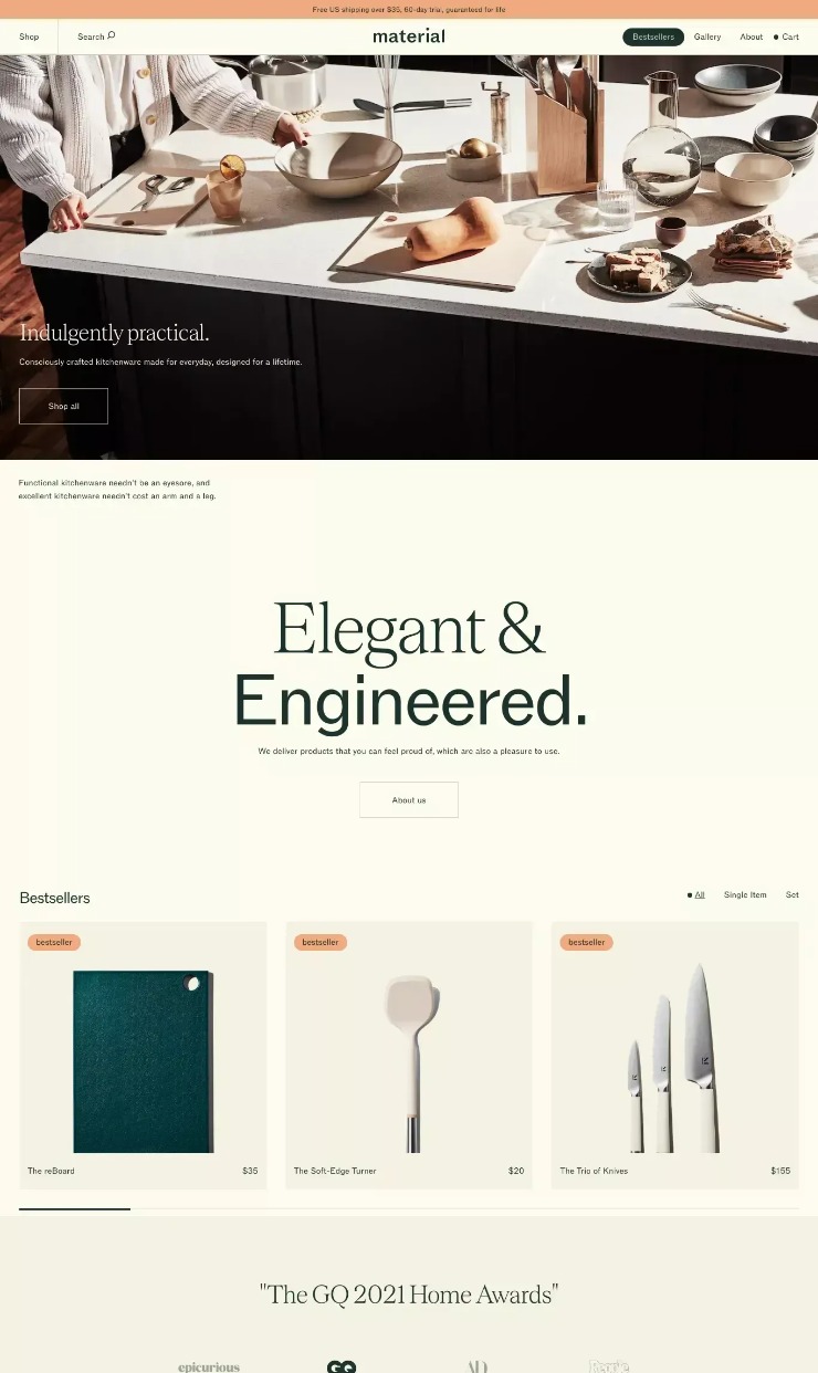 Material — website design on Landdding