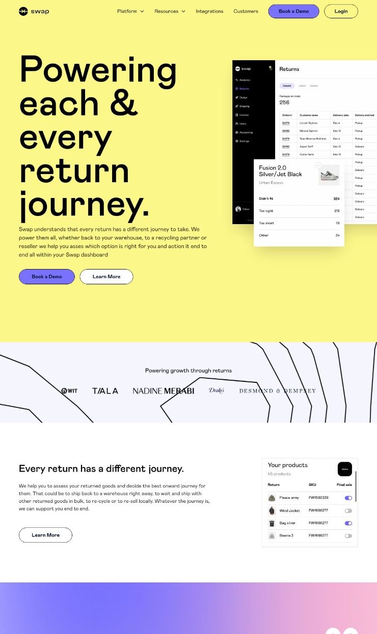 Swap — website design on Landdding