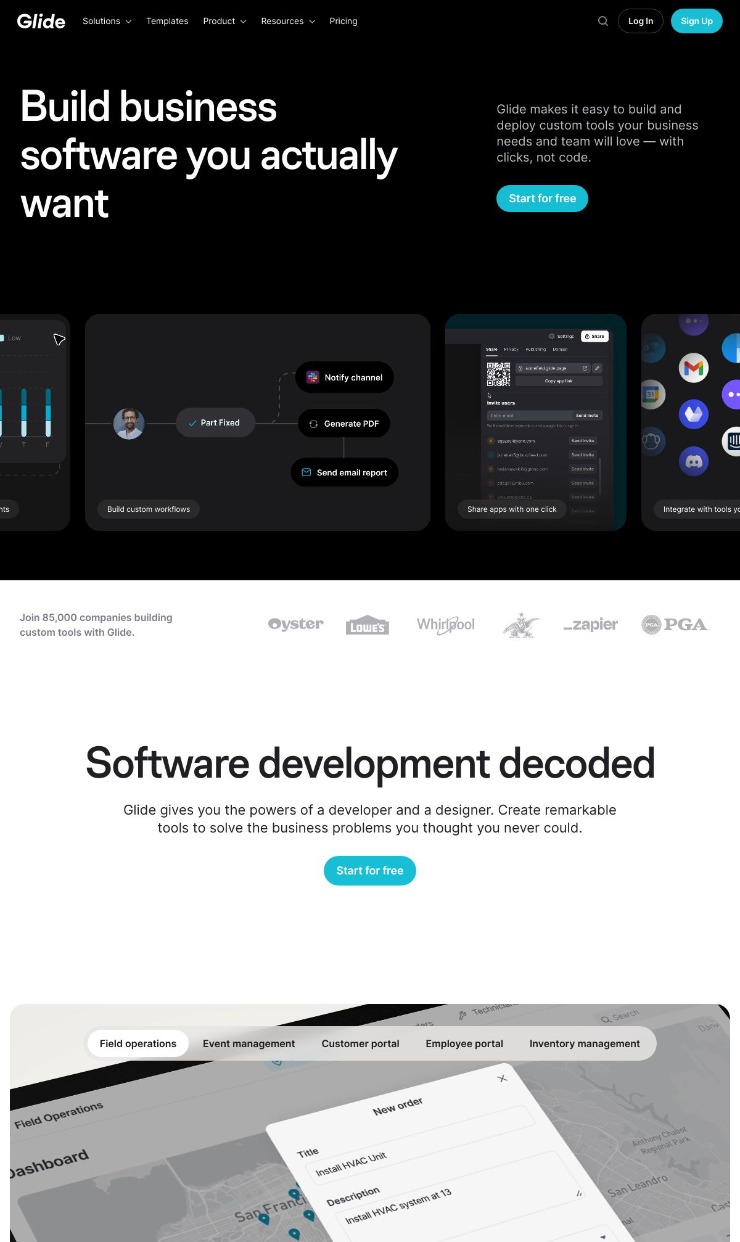 Glide — website design on Landdding