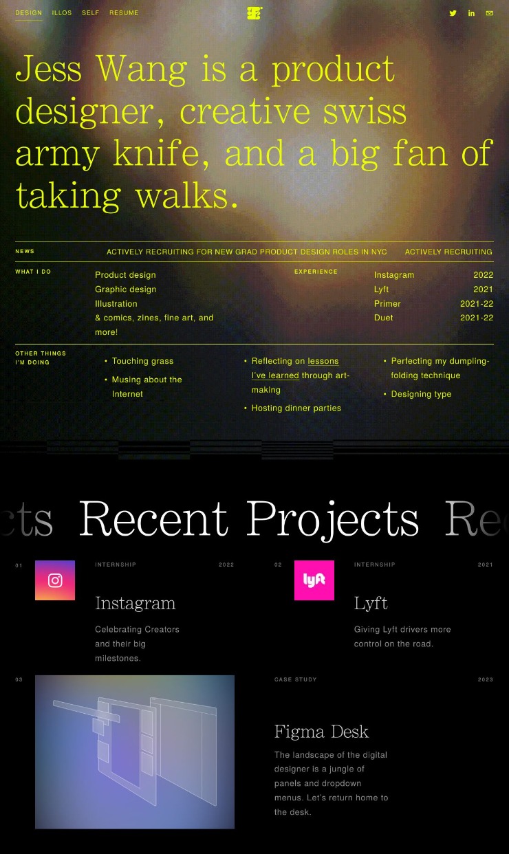 Jesswang — website design on Landdding
