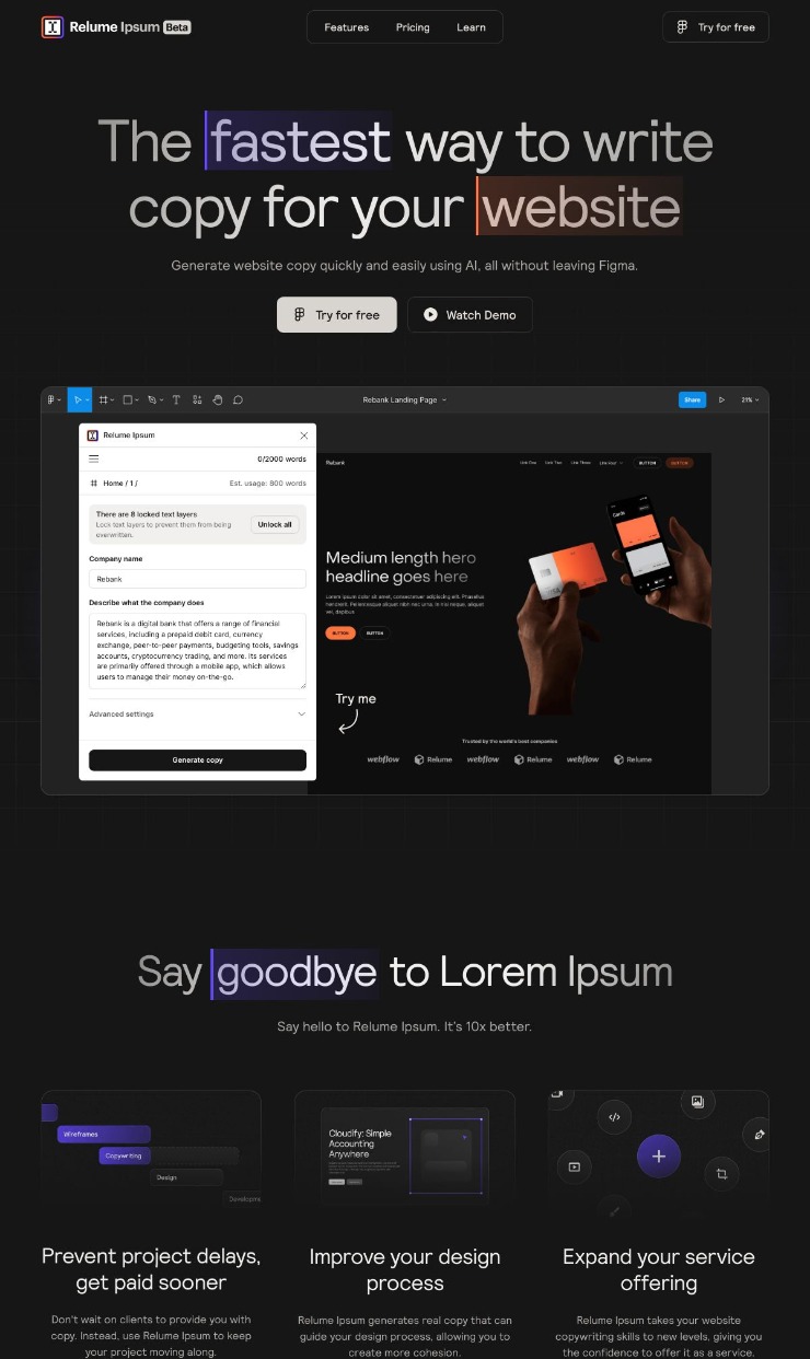Relume Ipsum — website design on Landdding