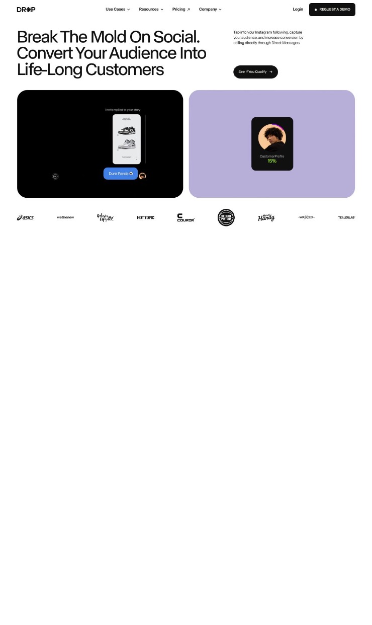 Drop — website design on Landdding