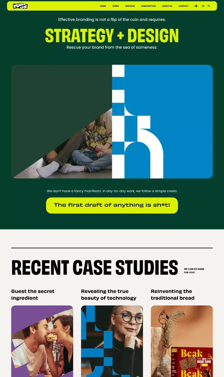 Turn Us — website design on Landdding