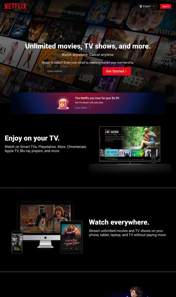 Netflix — website design on Landdding
