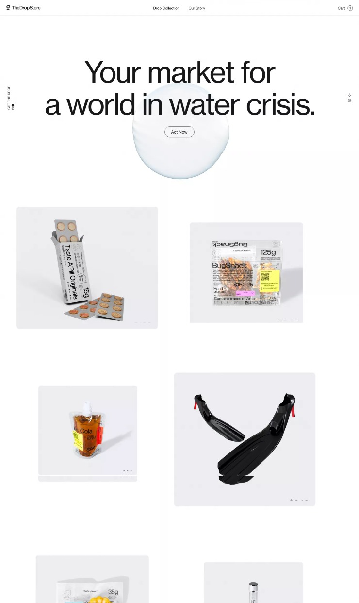 The Drop Store — website design on Landdding