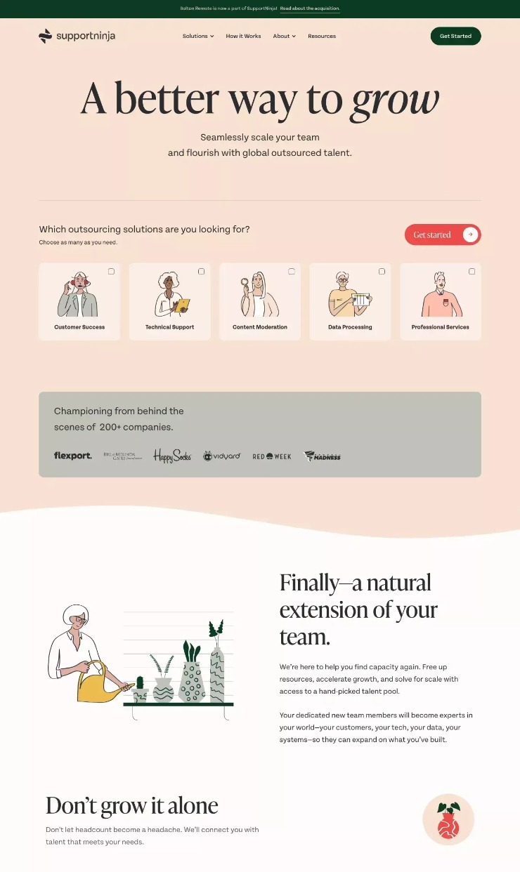 Supportninja — website design on Landdding