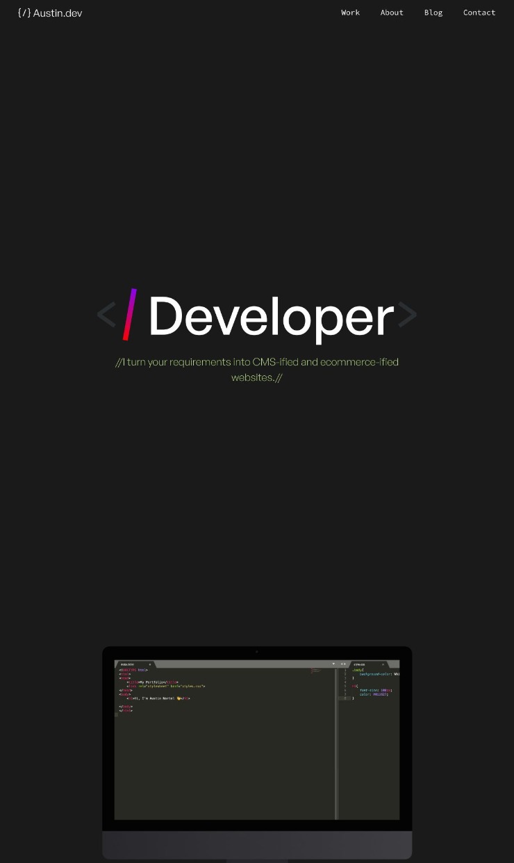 Creative Portfolio for Developers — website design on Landdding