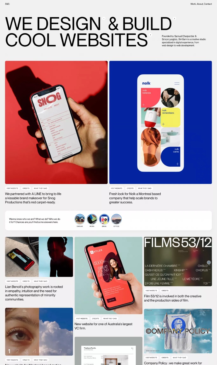 SimSam — website design on Landdding
