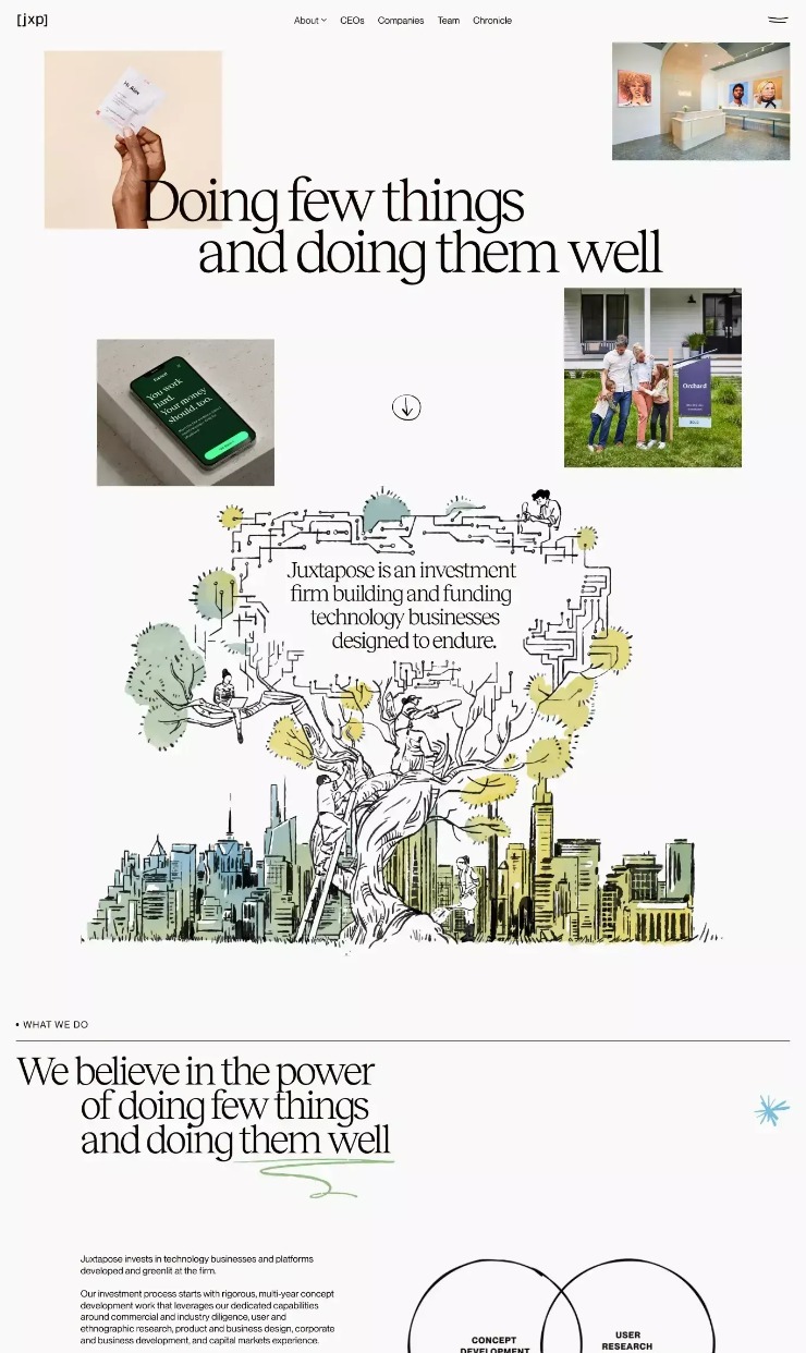 Juxtapose — website design on Landdding