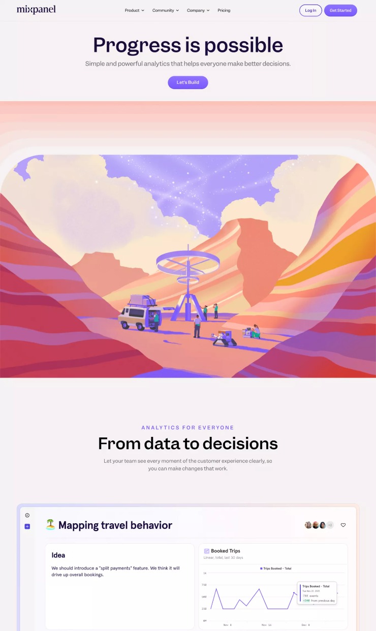 Mixpanel — website design on Landdding