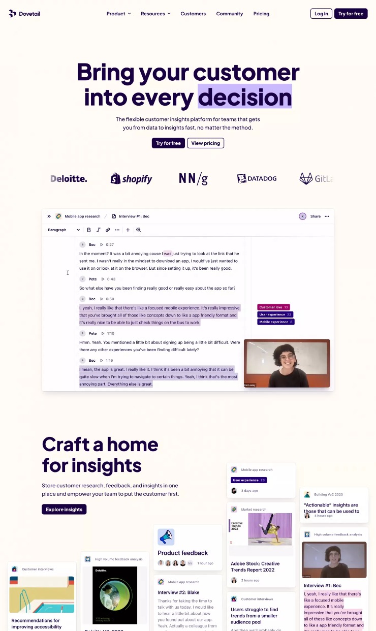 Dovetail — website design on Landdding