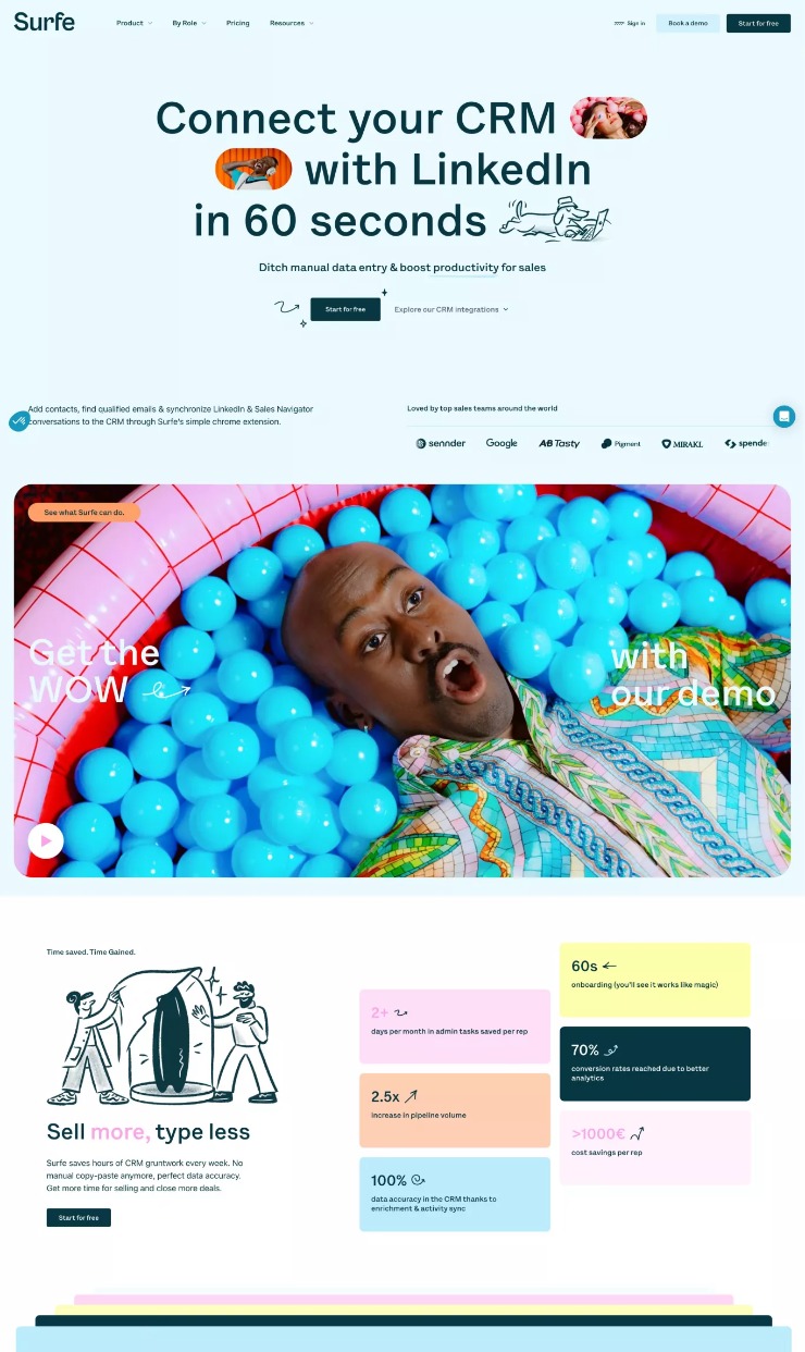 Surfe — website design on Landdding