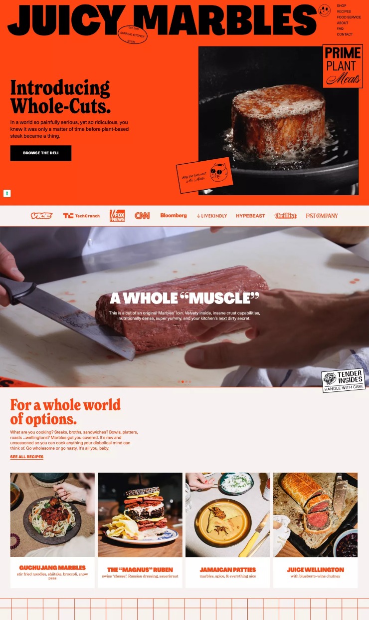Juicy Marbles — website design on Landdding