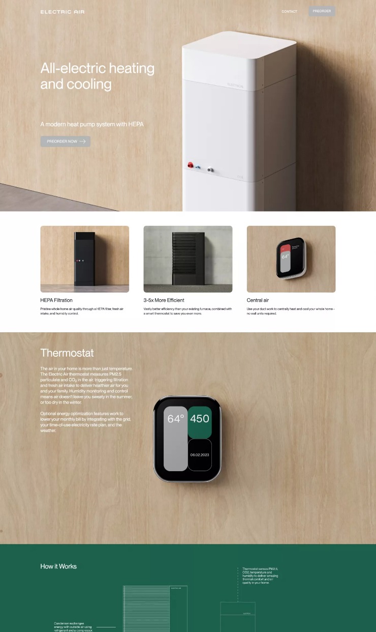 Electric Air — website design on Landdding
