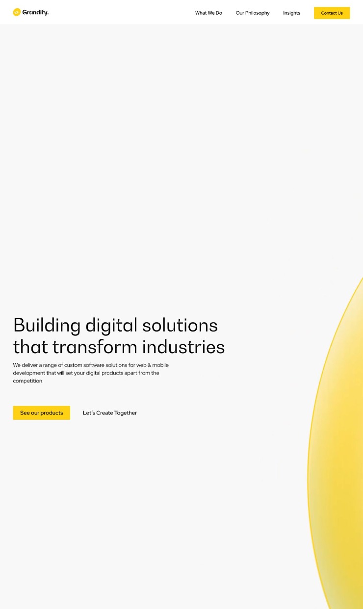 Grandify website — website design on Landdding