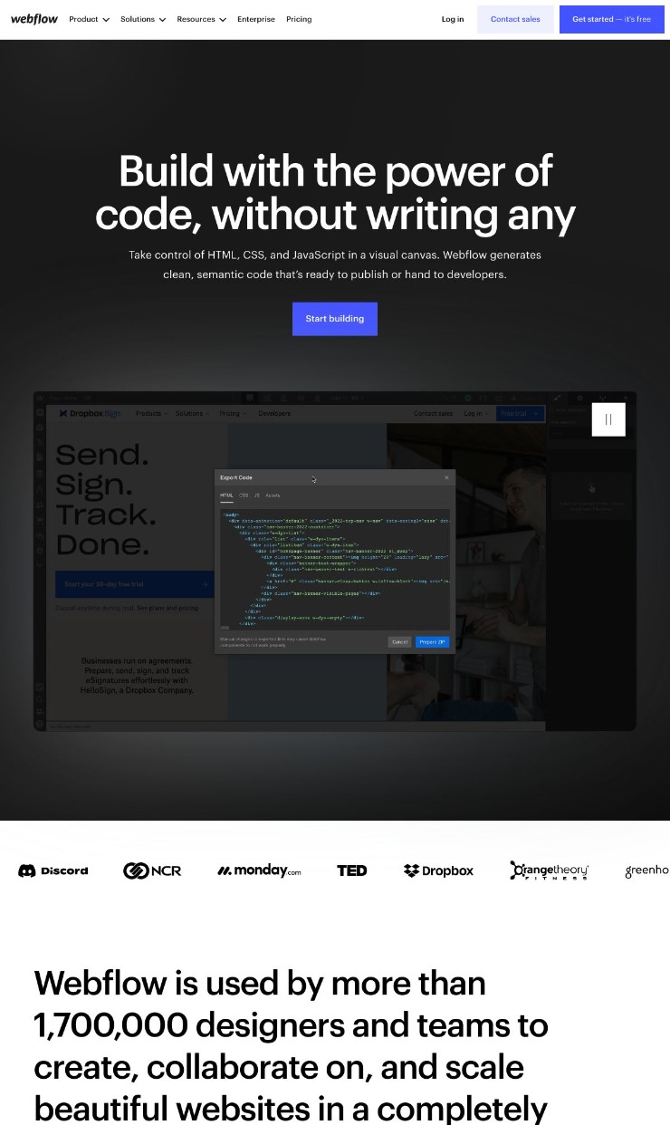 Webflow  — website design on Landdding