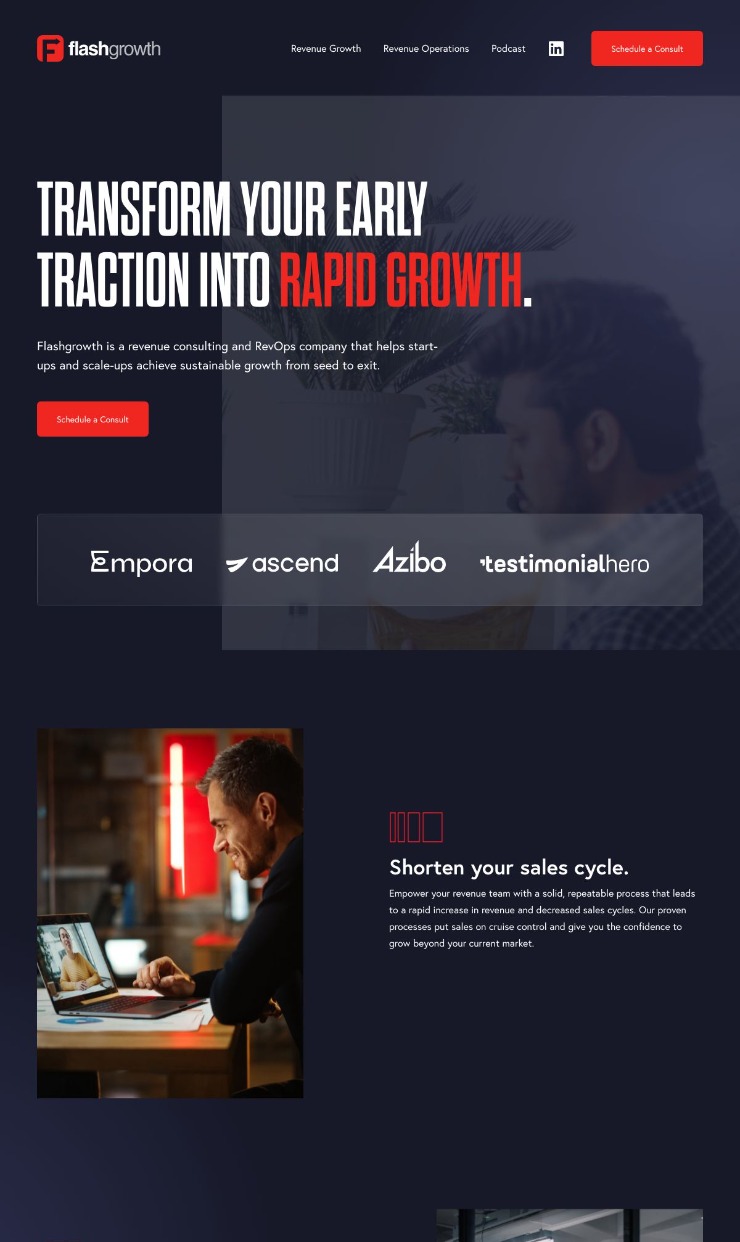 Flashgrowth — website design on Landdding