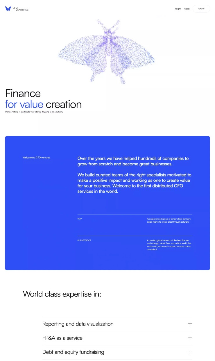 CFO Ventures — website design on Landdding