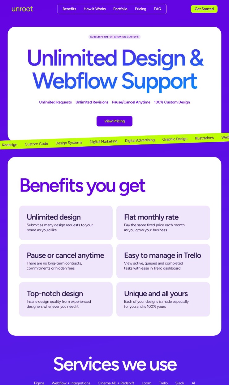 Unlimited Design & Webflow Support — website design on Landdding