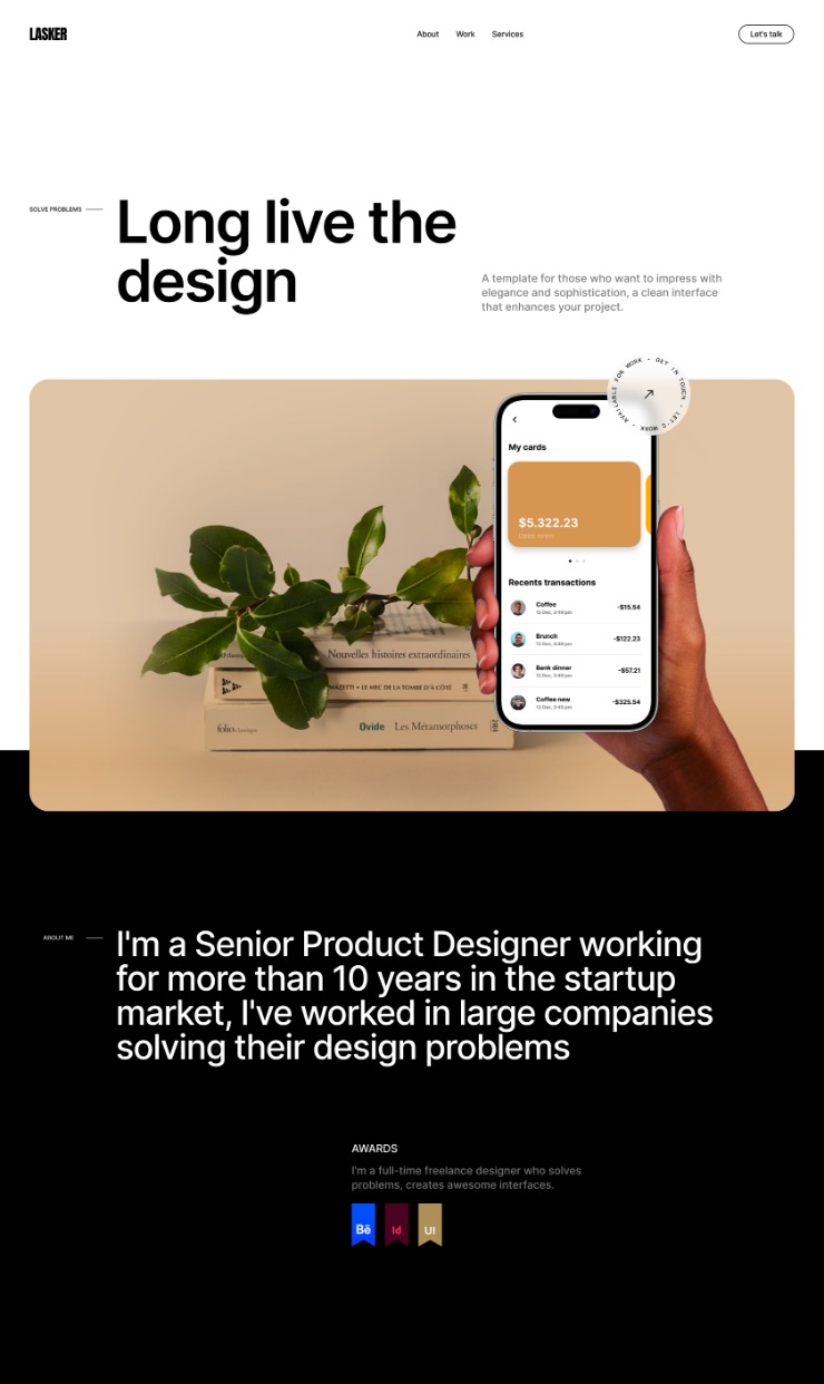 Lasker - Portfolio Webflow — website design on Landdding