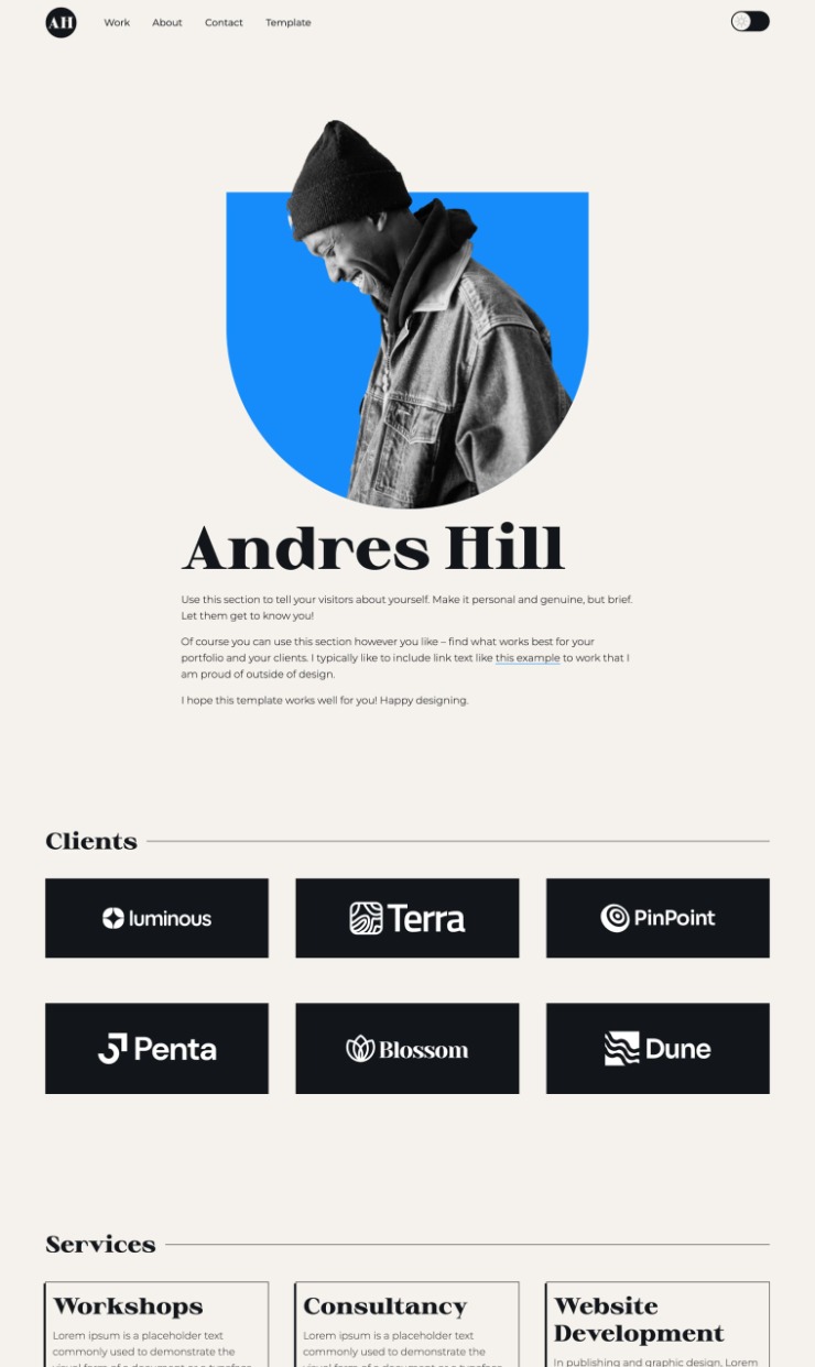 Adept Portfolio – Webflow Template — website design on Landdding