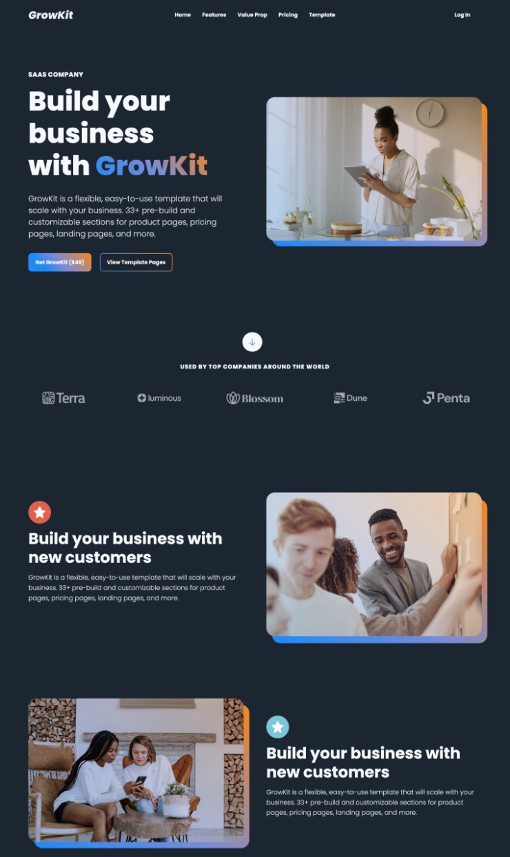 GrowKit – Webflow Template — website design on Landdding
