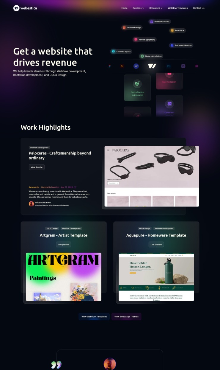 Webestica — website design on Landdding