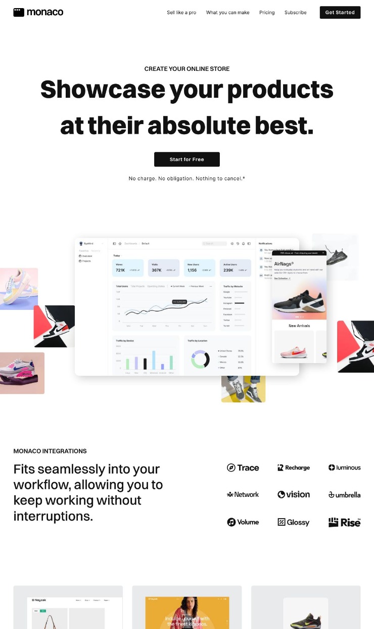 Webflow SaaS Template – Monaco — website design on Landdding
