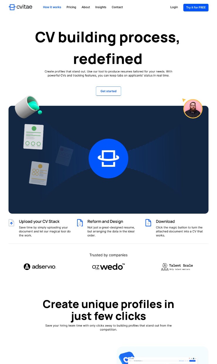 CVitae — website design on Landdding
