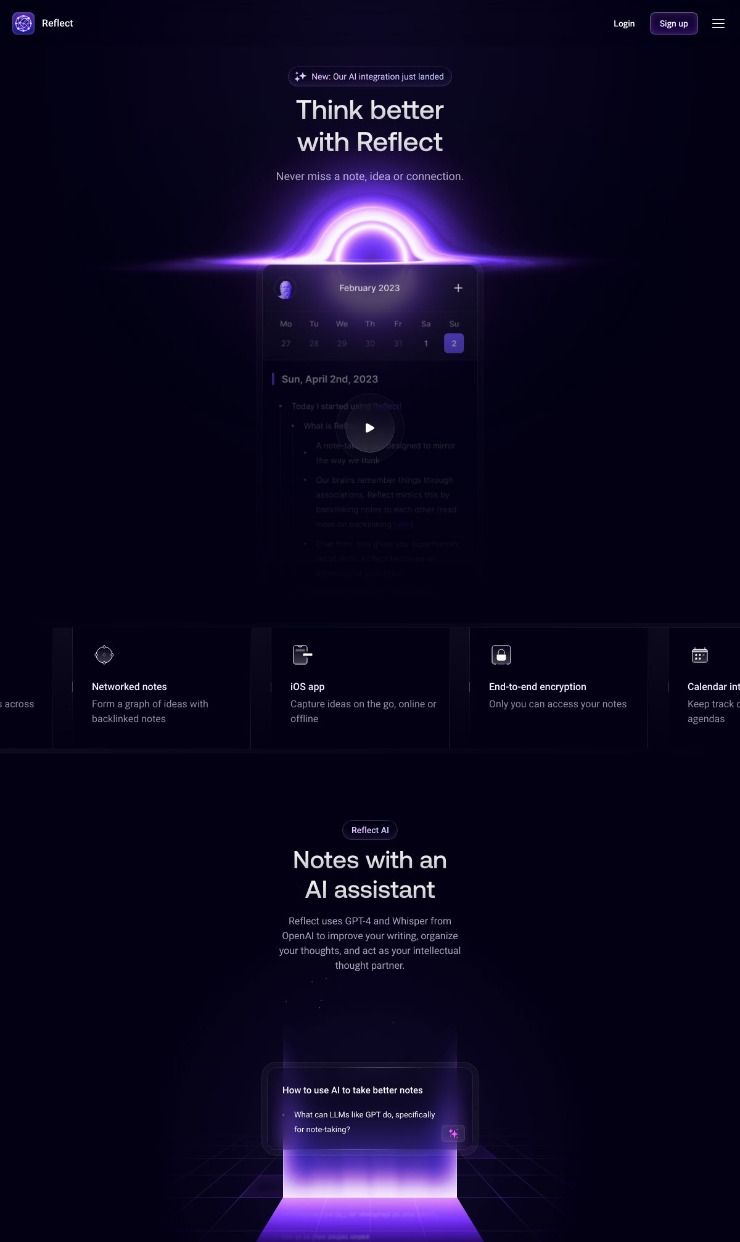 Reflect — website design on Landdding
