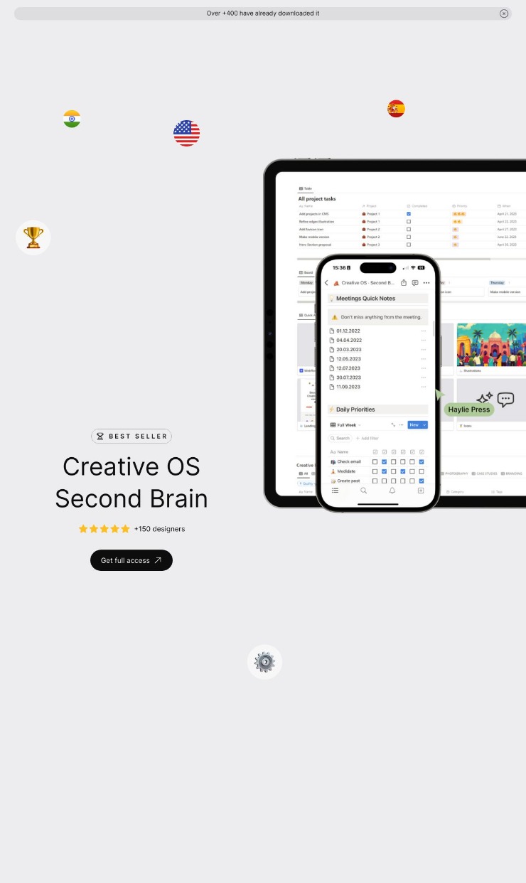 Notion Template & Landing Page — website design on Landdding